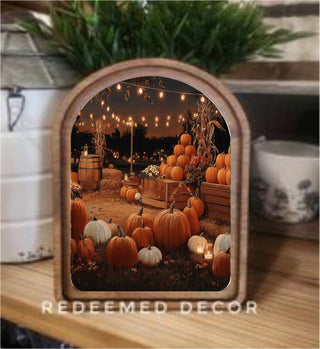 Arch Top Pumpkin Patch Framed Art