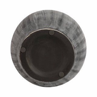 Decorative Vase - Black Ceramic Ribbed Weathered Handle,10in