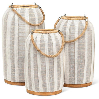 Tall Lantern with Jute Handle-Ivory
