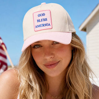 GOD BLESS AMERICA Embroidered Patch Two Tone Trucker Hat