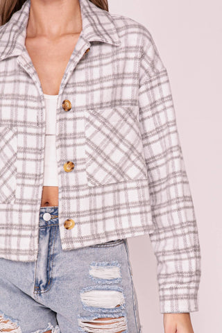 Plaid Button Front Shacket