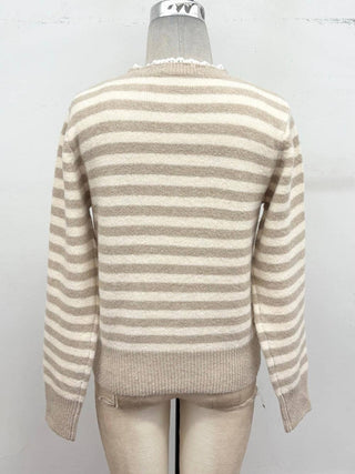 Sweet Stripe Henley Knit Sweater
