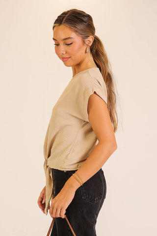 Tie-Front Airflow Top with Back Keyhole