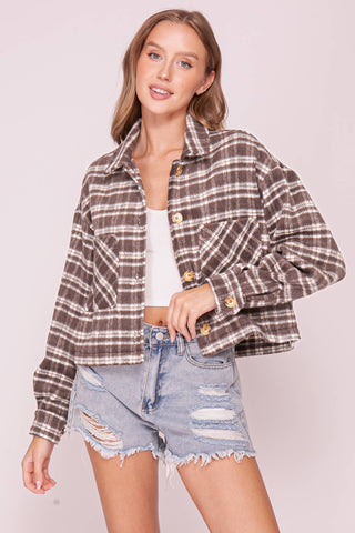 Plaid Button Front Shacket