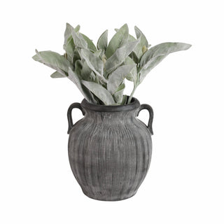 Decorative Vase - Black Ceramic Ribbed Weathered Handle,10in