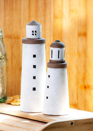 Medium White Lighthouse-9"H
