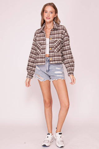 Plaid Button Front Shacket