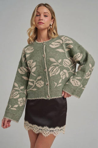 FLORAL BOTANICAL PATTERN INSPIRED  CARDIGAN_JLT00332-01