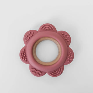 Garden Party Teether Collection - Silicone & Beechwood Flower