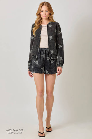 60968 Washed Embroidery Shorts