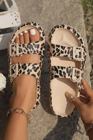 LAS Retro Leopard Double Buckle Comfy EVA Slippers (37-42)