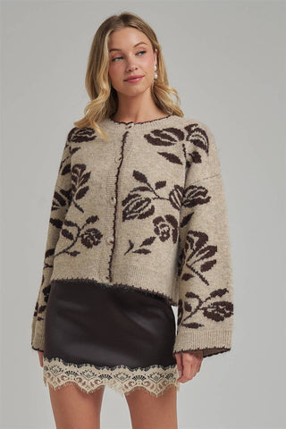 FLORAL BOTANICAL PATTERN INSPIRED  CARDIGAN_JLT00332-01