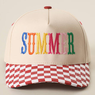 SUMMER Embroidered Checkered Brim Trucker Hat