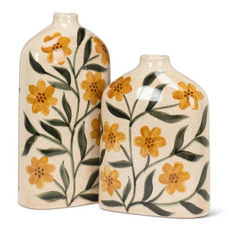 Yellow Floral Flat Vase