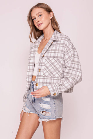 Plaid Button Front Shacket