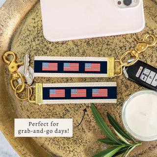 American Flag Color Block Keychain | Patriotic Keychain