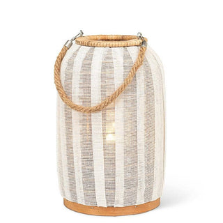 Tall Lantern with Jute Handle-Ivory