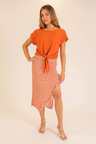 Tie-Front Airflow Top with Back Keyhole