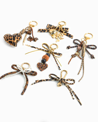 Leather Leopard Rope Knot Dangle Bag Charm