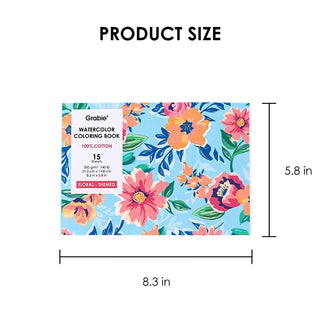 Grabie 15 Sheets 140LB Floral-Themed Watercolor Coloring Book