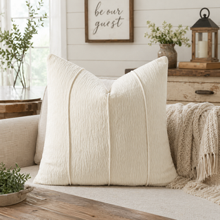 White Textured Stripe Throw Pillow