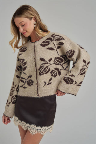 FLORAL BOTANICAL PATTERN INSPIRED  CARDIGAN_JLT00332-01
