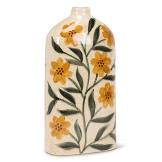 Yellow Floral Flat Vase