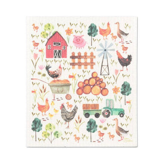 Farmyard Dishcloth-6.75x7.5"L