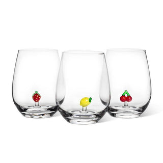 Lemon Icon Stemless Wine Glass-4.5"H(20oz)