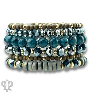 Artsy stone and clay bead bracelet