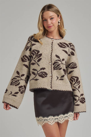 FLORAL BOTANICAL PATTERN INSPIRED  CARDIGAN_JLT00332-01