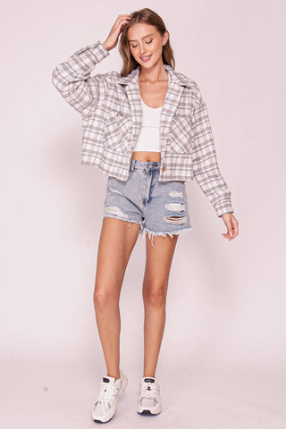 Plaid Button Front Shacket