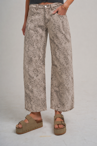 VINTAGE SNAKESKIN PRINT TWILL DENIM BARREL PANTS_JLB80045-01