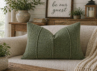Green Textured Stripe Throw Pillow