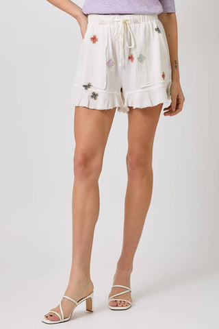 60968 Washed Embroidery Shorts