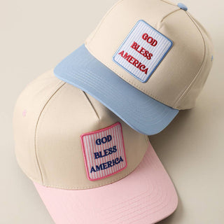 GOD BLESS AMERICA Embroidered Patch Two Tone Trucker Hat