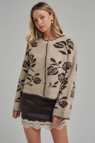 FLORAL BOTANICAL PATTERN INSPIRED  CARDIGAN_JLT00332-01