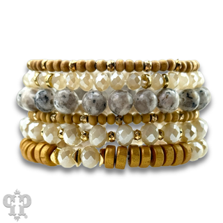 Artsy stone and clay bead bracelet
