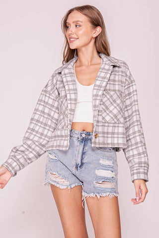 Plaid Button Front Shacket