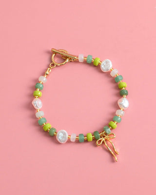 Pastel Crush Coquette Bead Pearl Toggle Bracelet
