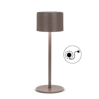 Classic Solar LED Outdoor Table Lamp-Brown-12"H - Clearance