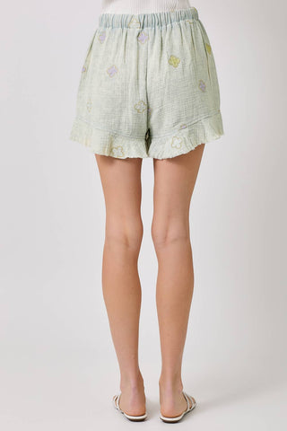 60968 Washed Embroidery Shorts