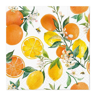Small Citrus with Bees Napkins-20 Pack