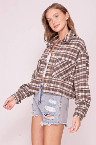 Plaid Button Front Shacket
