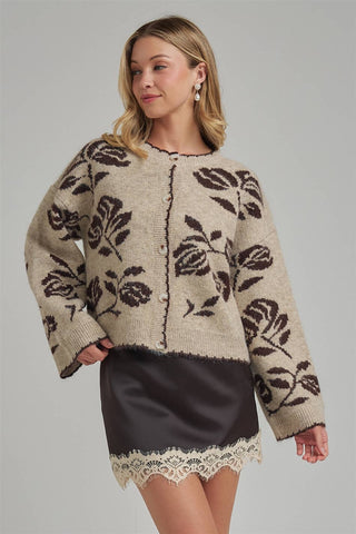 FLORAL BOTANICAL PATTERN INSPIRED  CARDIGAN_JLT00332-01
