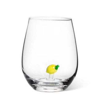 Lemon Icon Stemless Wine Glass-4.5"H(20oz)