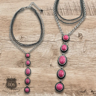 Burnished Bead Stone Necklace