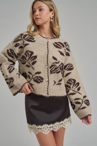 FLORAL BOTANICAL PATTERN INSPIRED  CARDIGAN_JLT00332-01