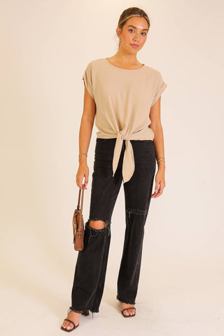 Tie-Front Airflow Top with Back Keyhole
