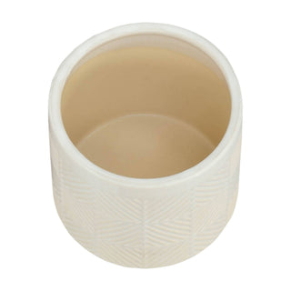 Plant Pot Set of 2 - White Ceramic Textured Footed, 6/8 in.